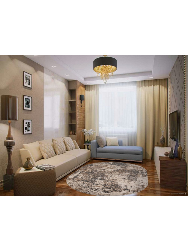 Ковер M028A - CREAM / GRAY - Овал - коллекция SIESTA