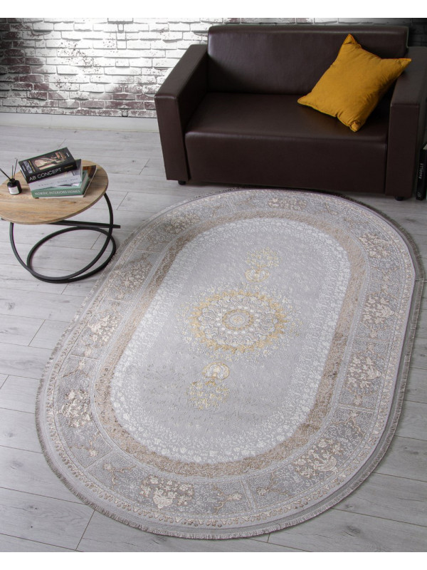 Ковер A053B - LIGHT GREY SHRINK / LIGHT GREY SHRINK - Овал - коллекция ZARINA