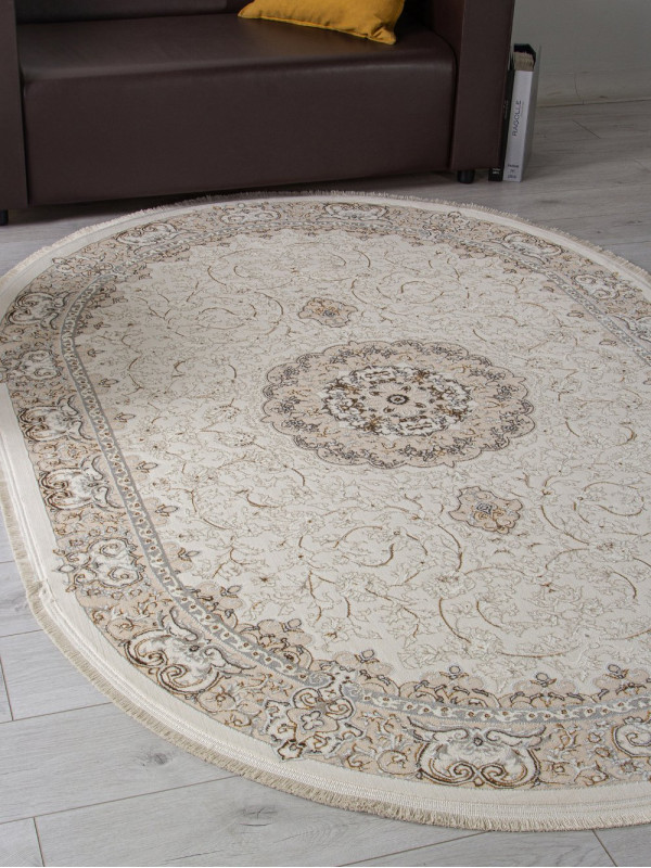 Ковер M107A - CREAM / CREAM - Овал - коллекция ZARINA